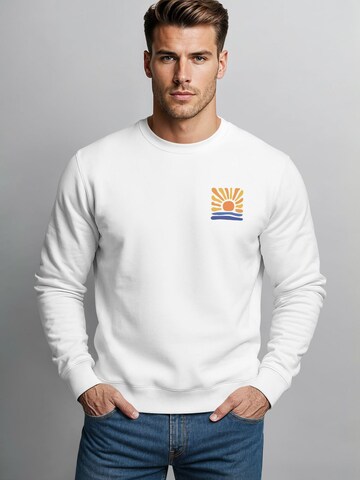Neverless Sweatshirt 'Wellen Sonne' in White