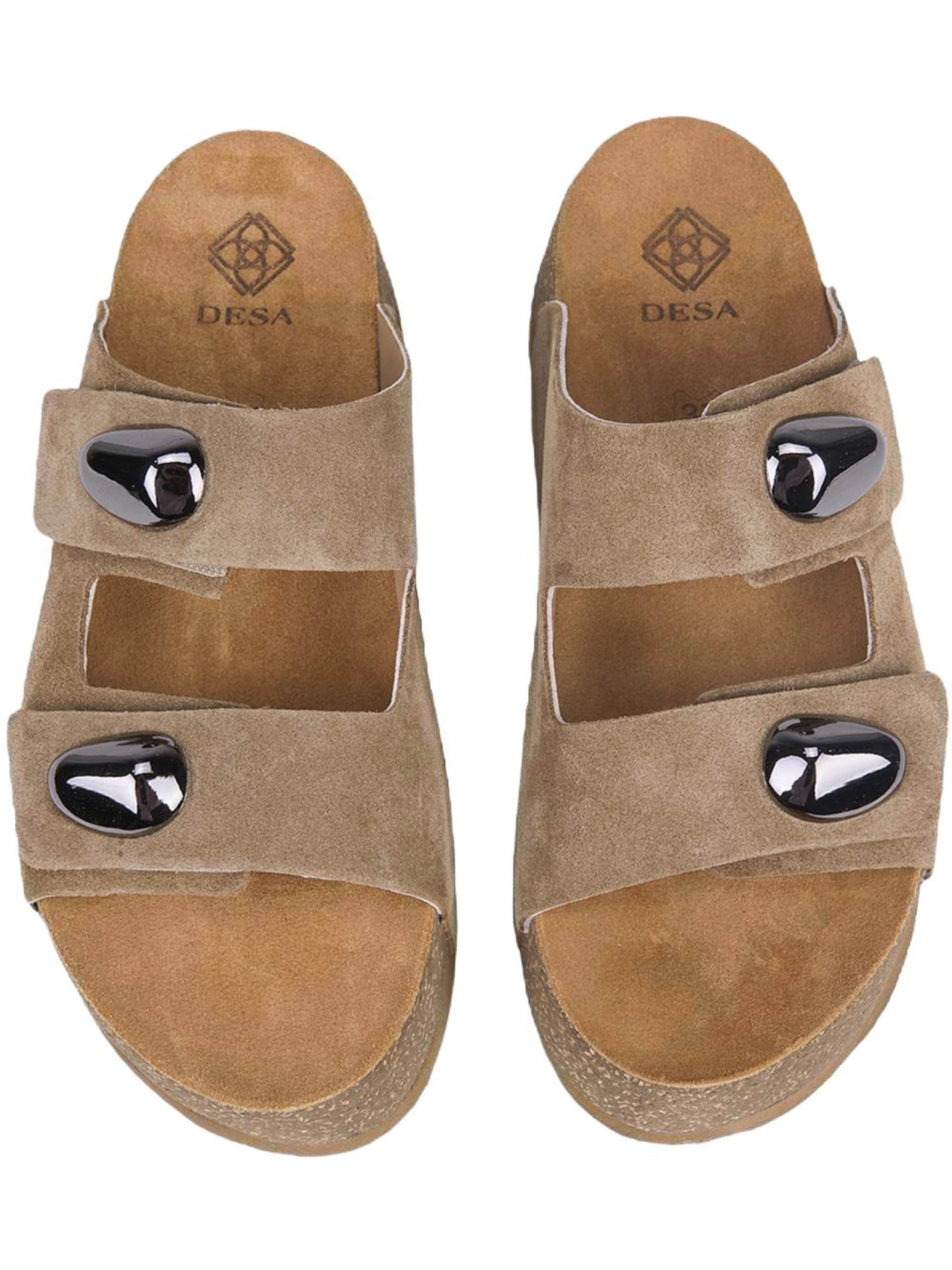 Desa Slippers 'Keilrutschen' in Beige