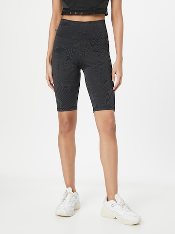 Skinny Leggings 'Marble Print Bike' de la ADIDAS ORIGINALS pe negru: față