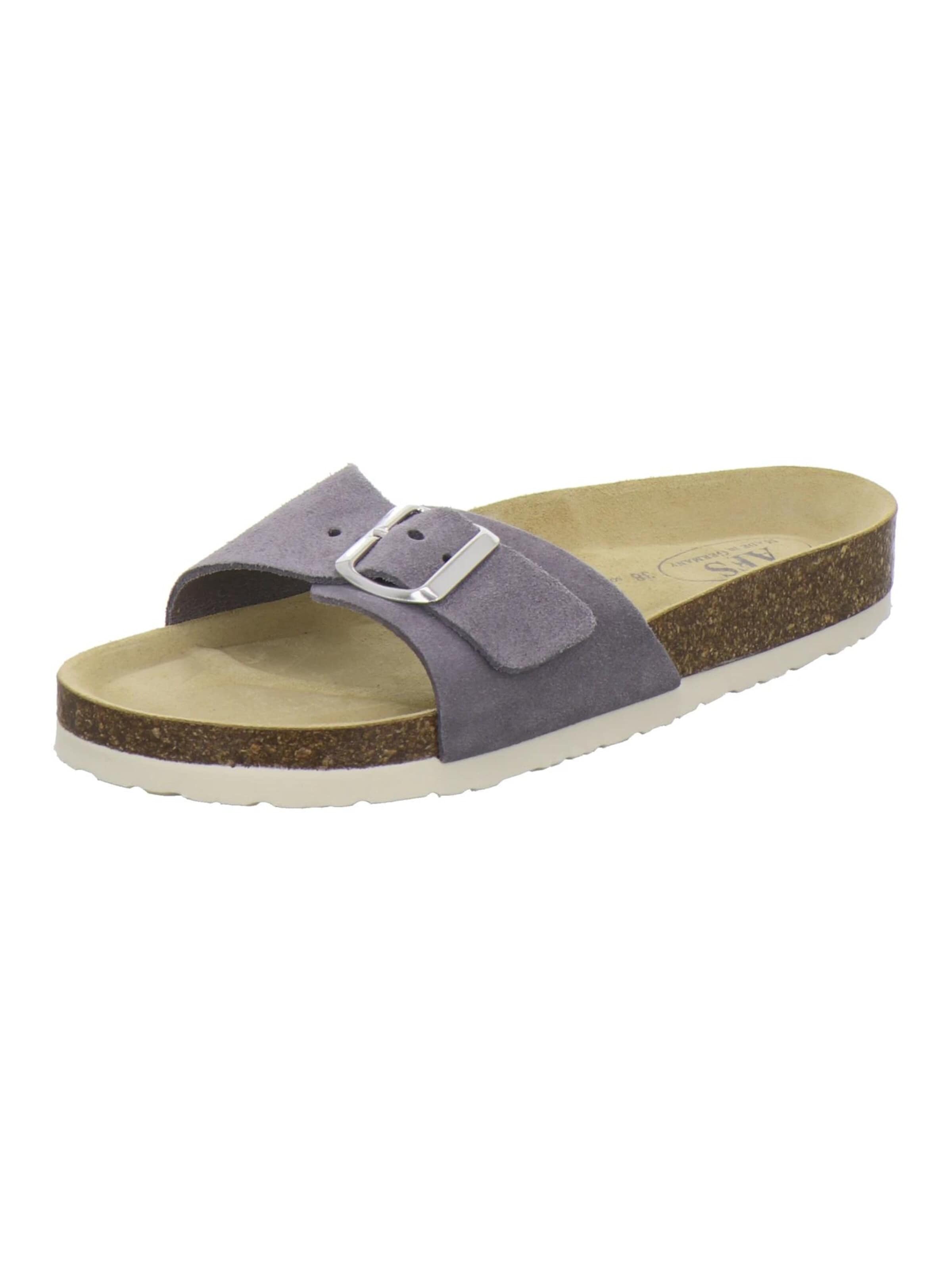 AFS-Schuhe - Zapatos abiertos 'Pantoletten Damen Einschnaller graphit' en gris: frente