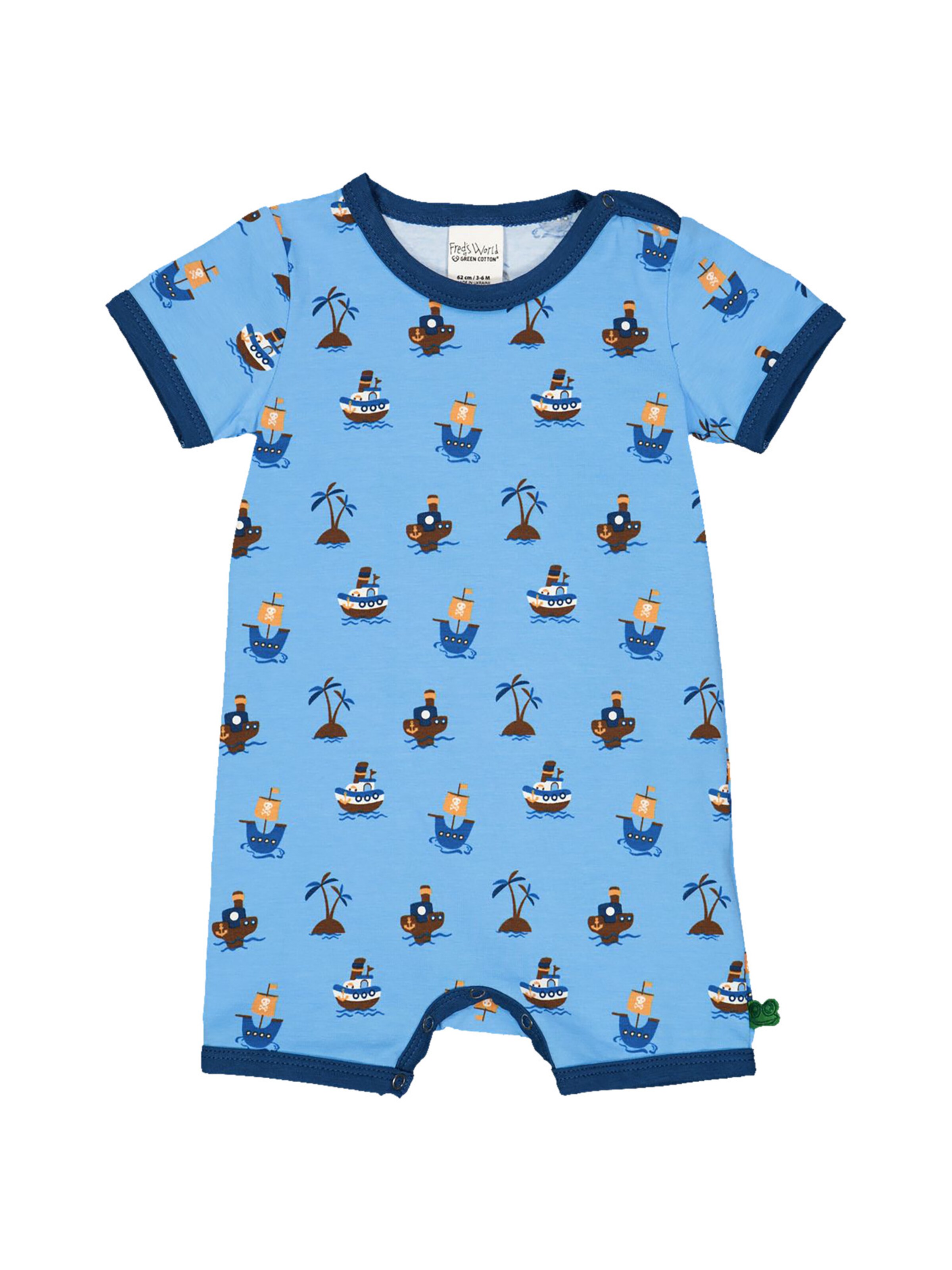 Barboteuse / body Fred's World by GREEN COTTON en bleu : devant