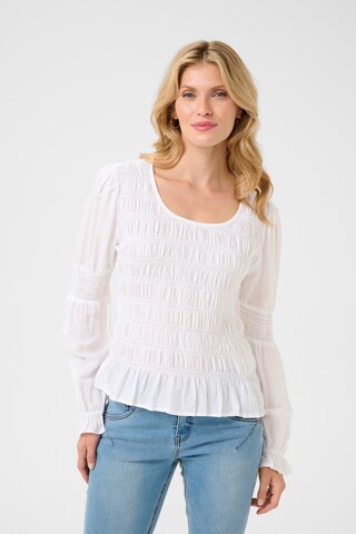 Cream Bluse 'Henva' i hvid: forside