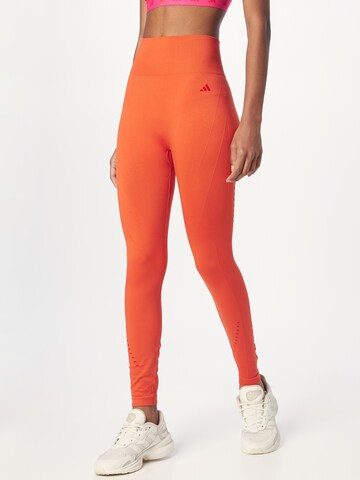 ADIDAS PERFORMANCE Skinny Fit Спортен панталон 'Seamless' в оранжево: отпред