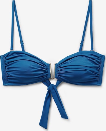 CALZEDONIA Bikini Top 'Shiny Satin' in Blue: front