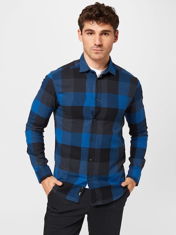 Coupe slim Chemise 'Gudmund' Only & Sons en bleu : devant