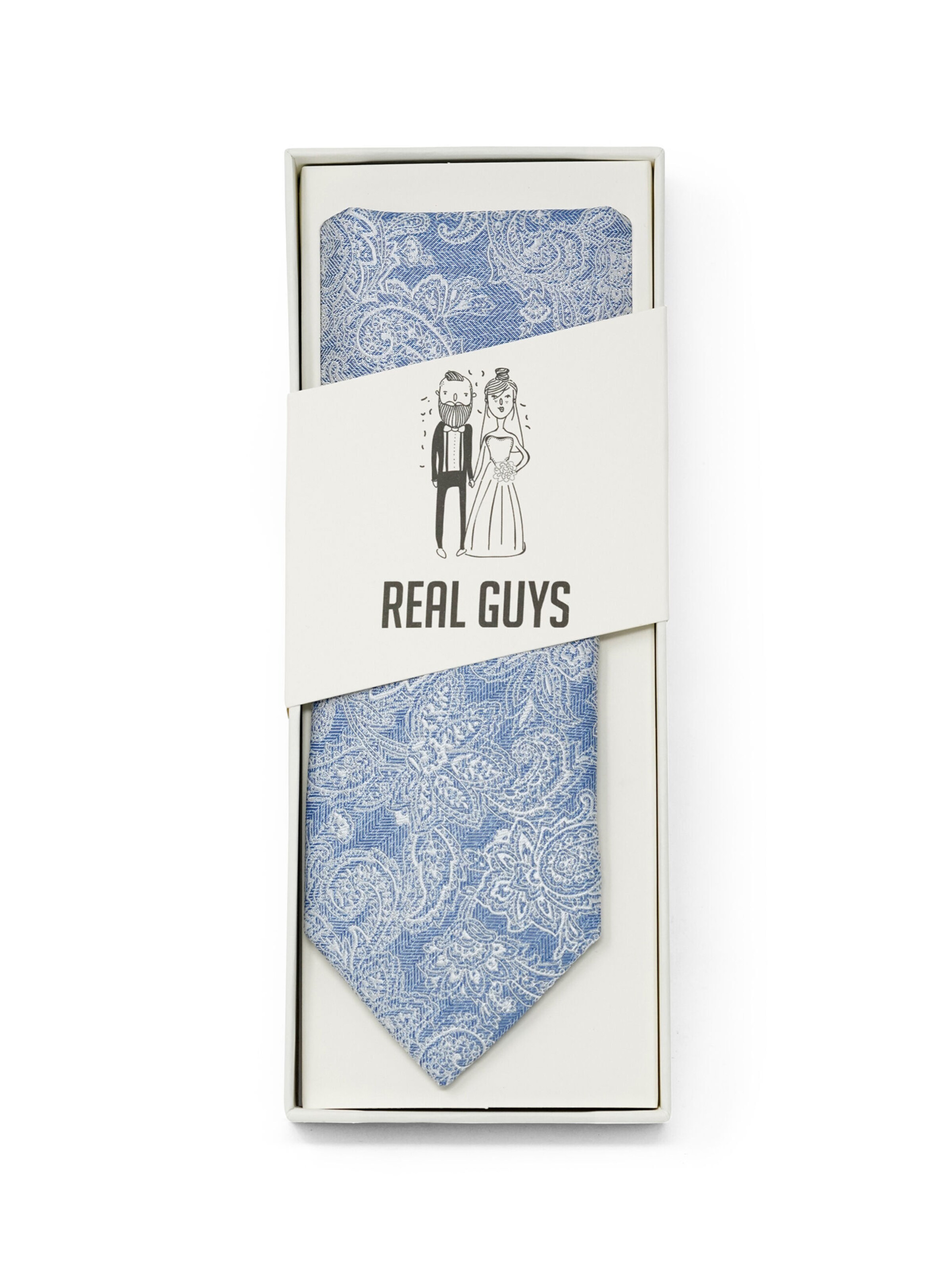 Real Guys Set: Krawatte und Einstecktuch in Blau
