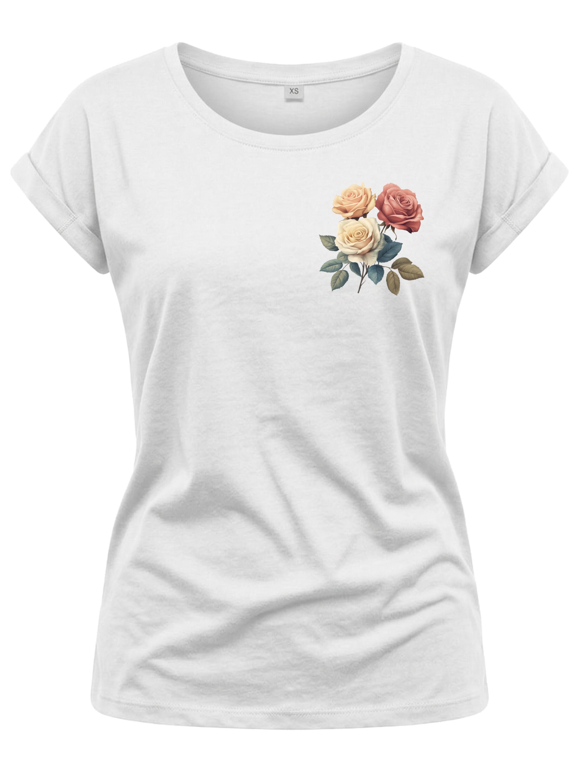 MAKAYA Shirt 'Three Roses' in White