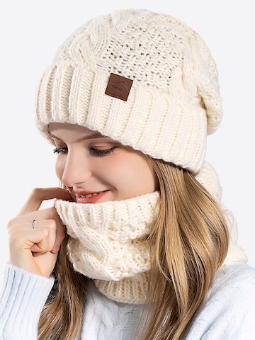 Magicshe Hat 'Gefüttertes Beanie und Schal-Set' in Beige: front