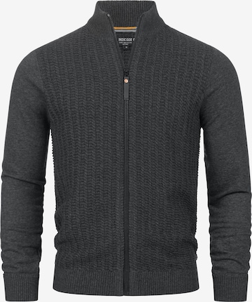 INDICODE JEANS Gebreid vest 'Cason' in Grijs: voorkant