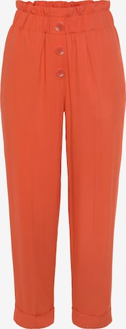 LASCANA - Loosefit Pantalón plisado en naranja: frente