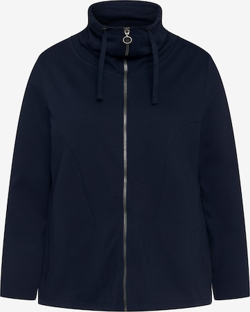 Ulla Popken Zip-Up Hoodie in Blue: front