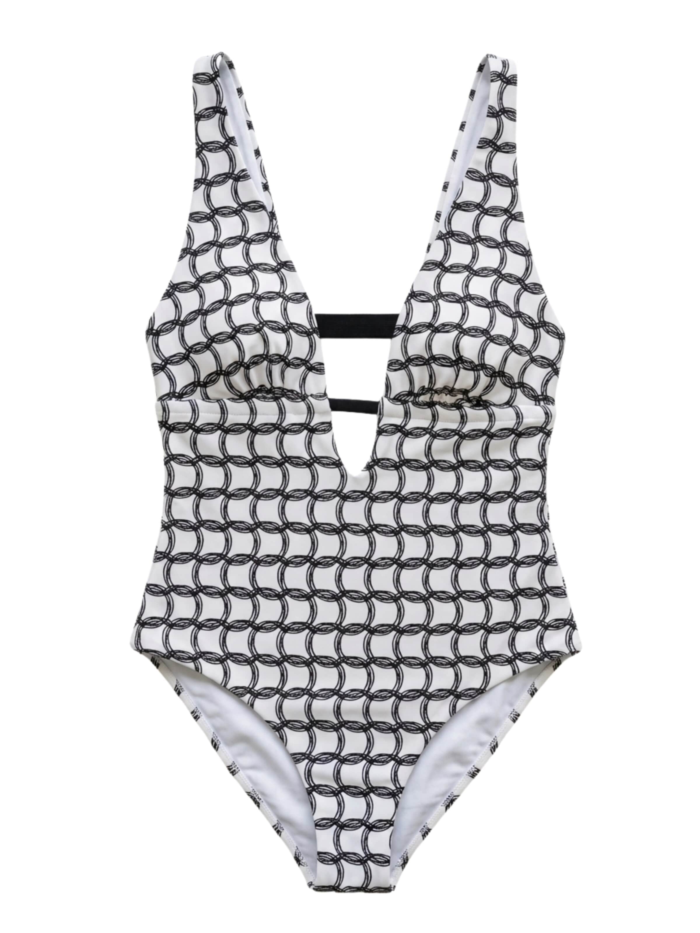 HACOY Triangle Swimsuit 'Monogram' in White: front
