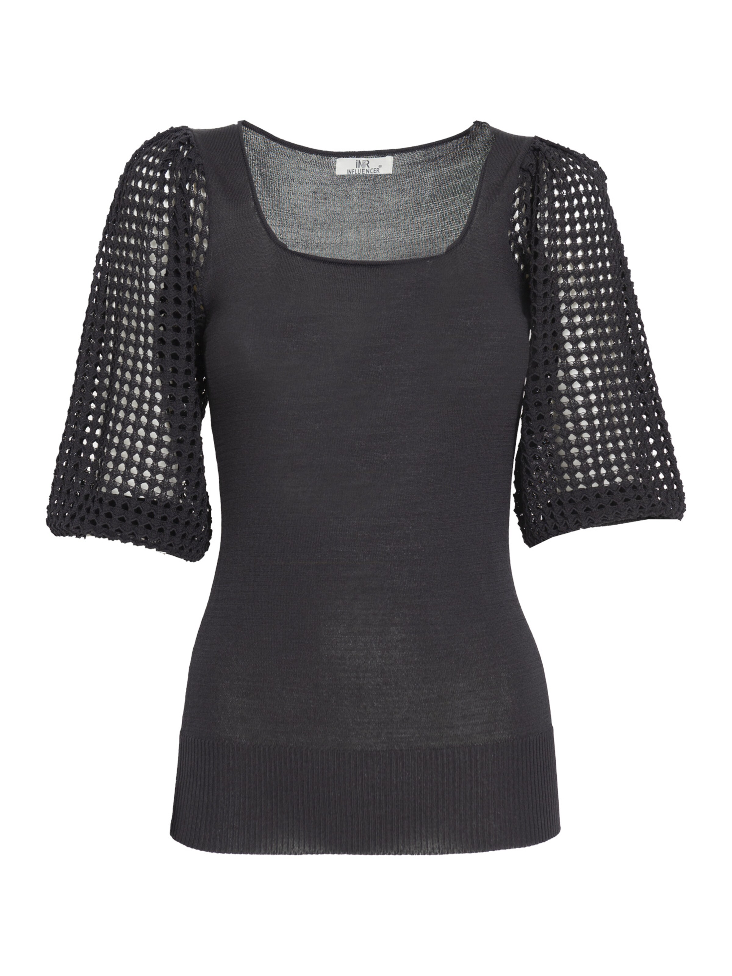 juoda Influencer Megztinis: priekis