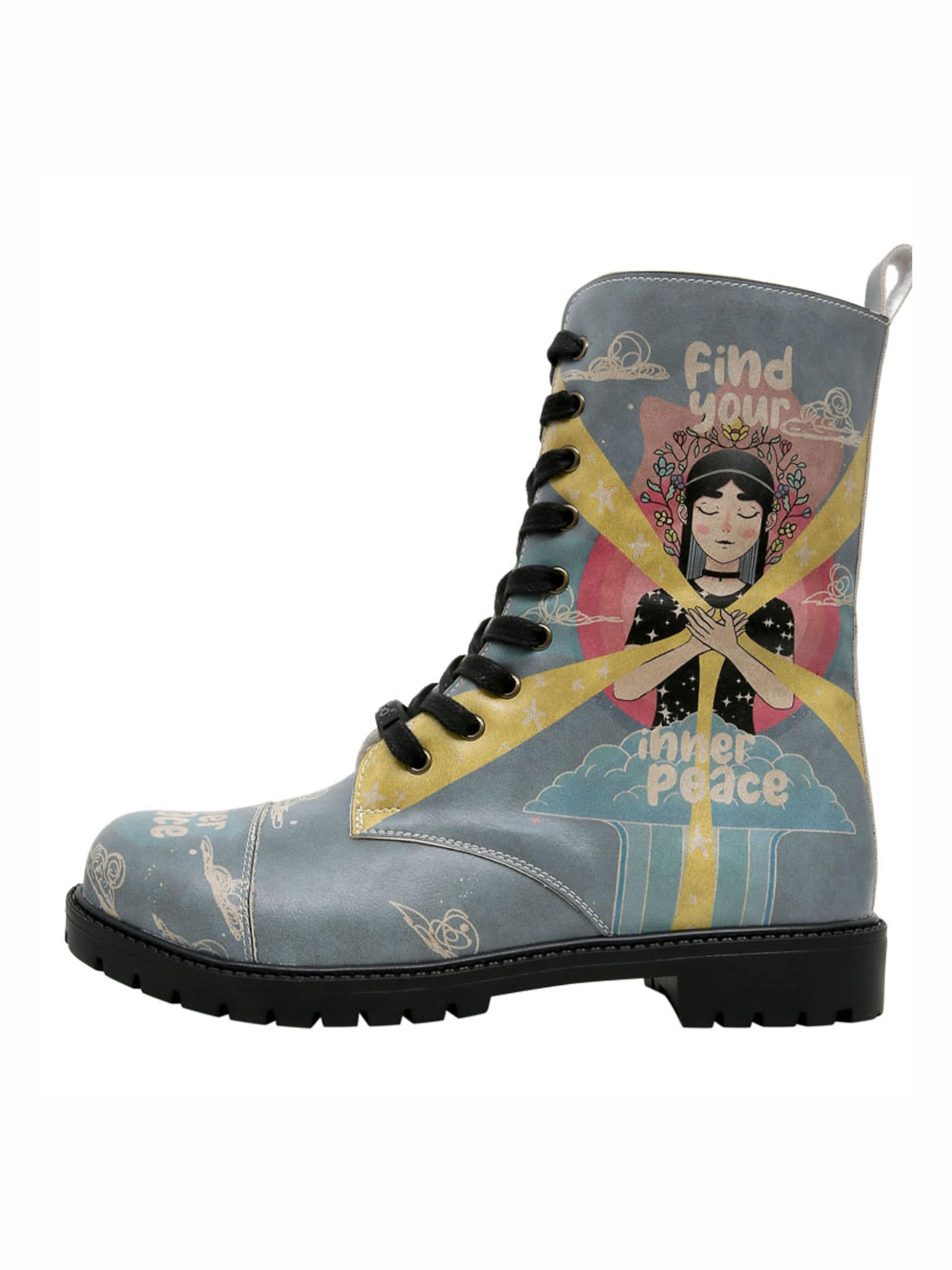 DOGO Lace-Up Boots 'Zipsy - Find Your Inner Peace' in Blue: front