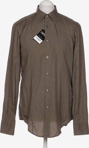 BOSS Black Button Up Shirt in L in Brown: front