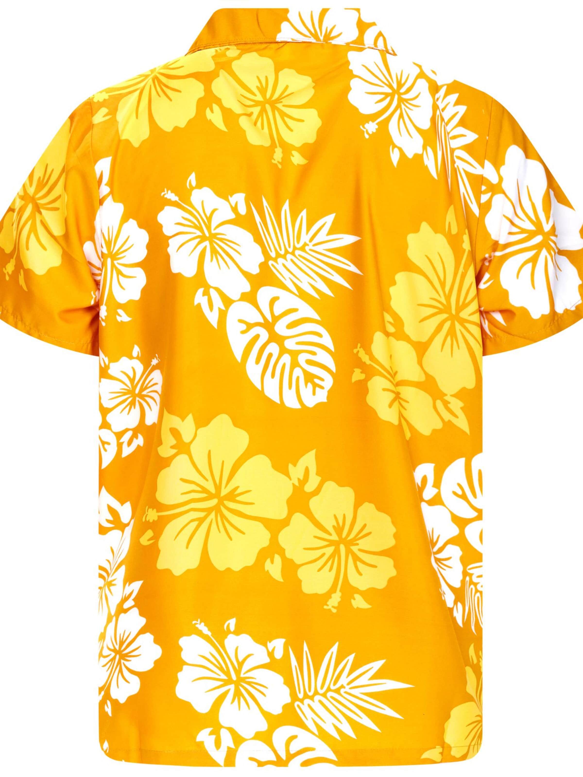 Maglietta 'Mono Hibiscus' di King Kameha in giallo