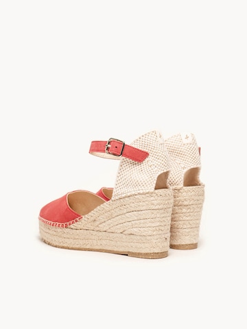 Sandalo 'Alpargata Cuña 8 cm' di Alhamas in rosso
