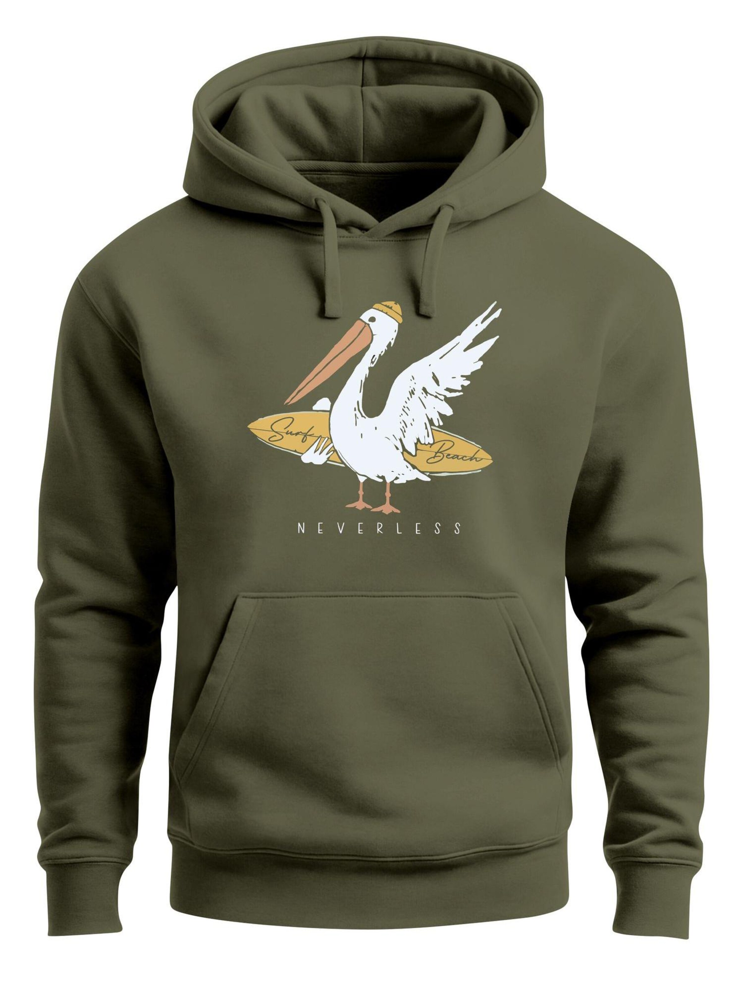Neverless Sweatshirt 'Pelikan' in Green: front