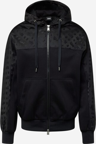 BOSS Zip-Up Hoodie 'Steele76' in Black: front