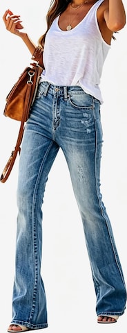 KoJooin Normalny krój Jeansy 'Damen High Waist Bootcut Jeans Destroyed Used Effekt Figurbetonte Modische Denim Alltagshose' w kolorze niebieski: przód