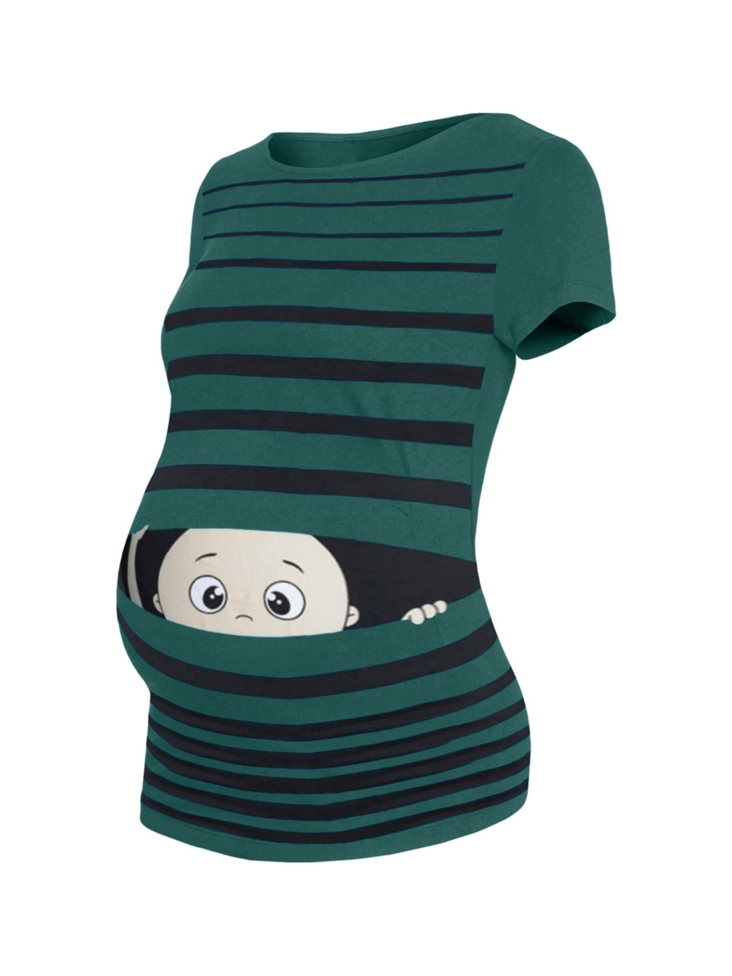 M.M.C. Shirt 'Guck Guck Umstandsshirt' in Green: front