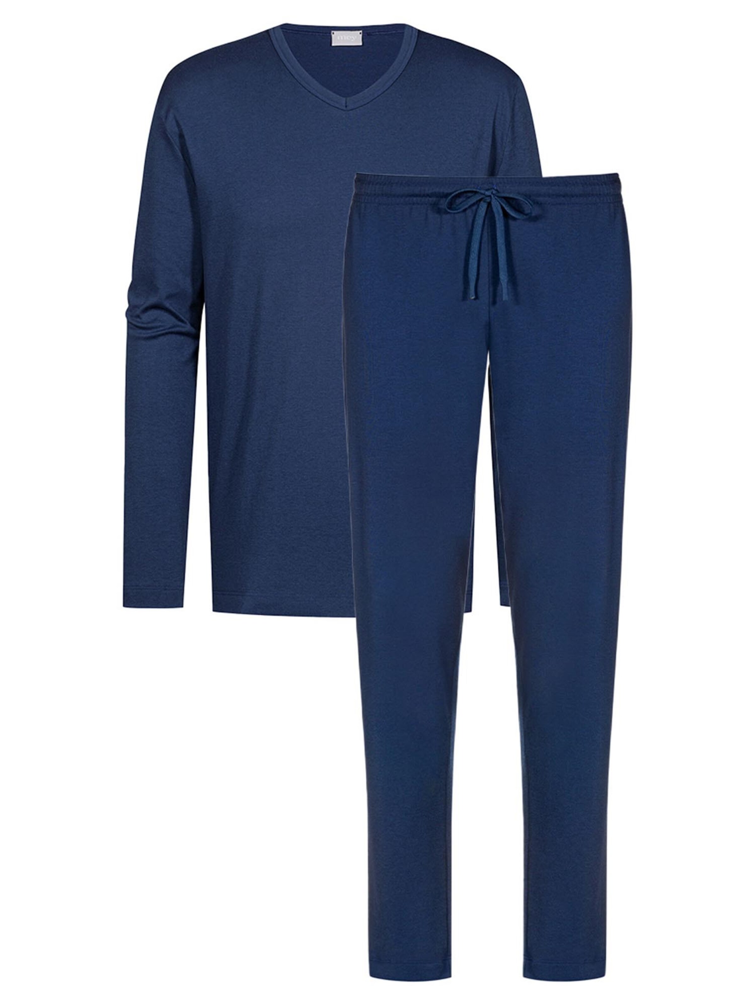 Mey Long Pajamas 'Solid Night' in Blue: front