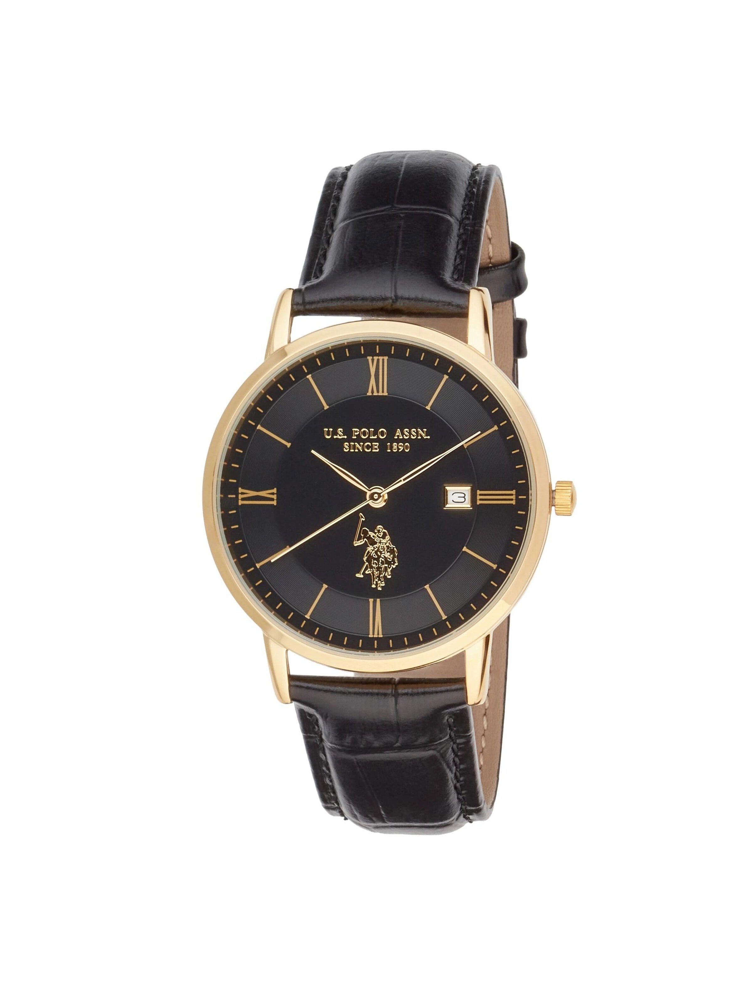 U.S. POLO ASSN. Analoguhr 'Viktor'‌‌‌‌‌‌‌‌ in Schwarz: Vorderseite