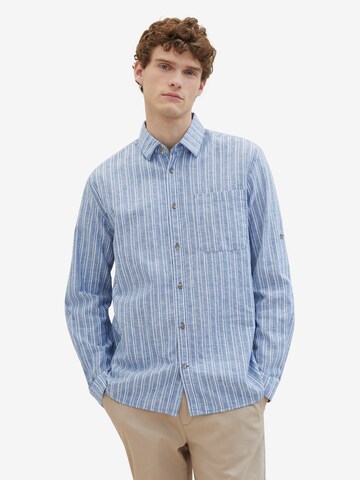 TOM TAILOR Comfort fit Button Up Shirt in Blue: front