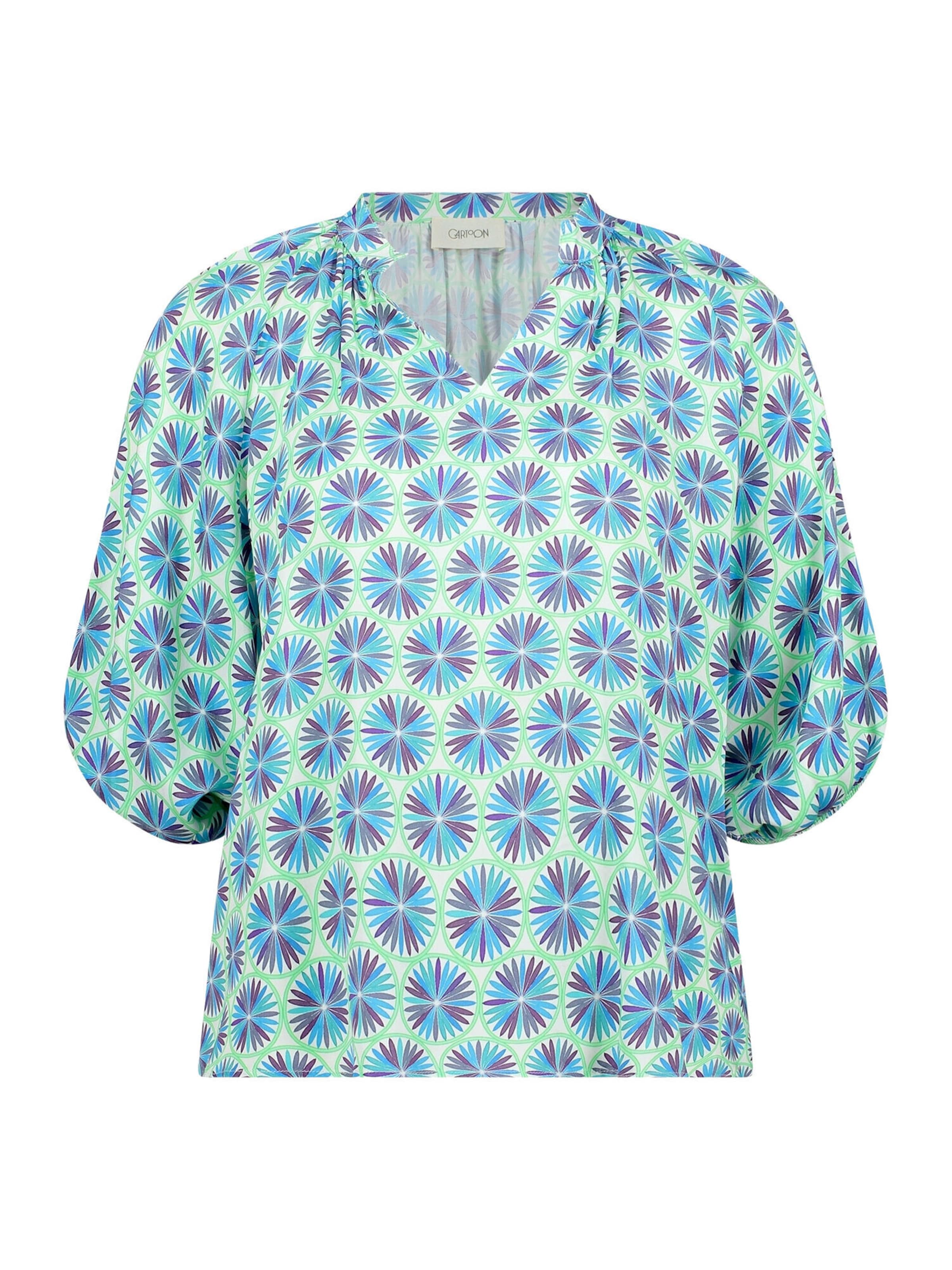 Cartoon Blouse in Groen: voorkant