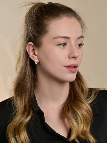 Akzent Earrings 'Keramik/ Edelstahl,Zirkonia, wasserfest' in White: front