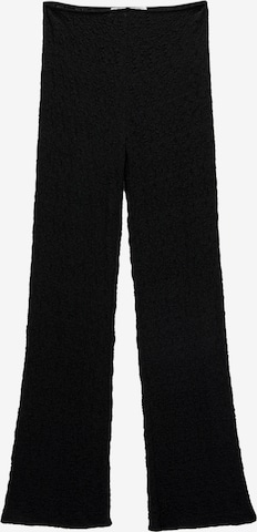 Pull&BearWide Leg/ Široke nogavice Hlače - crna boja: prednji dio