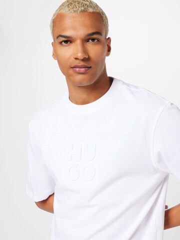 HUGO T-shirt 'Dleek' i vit