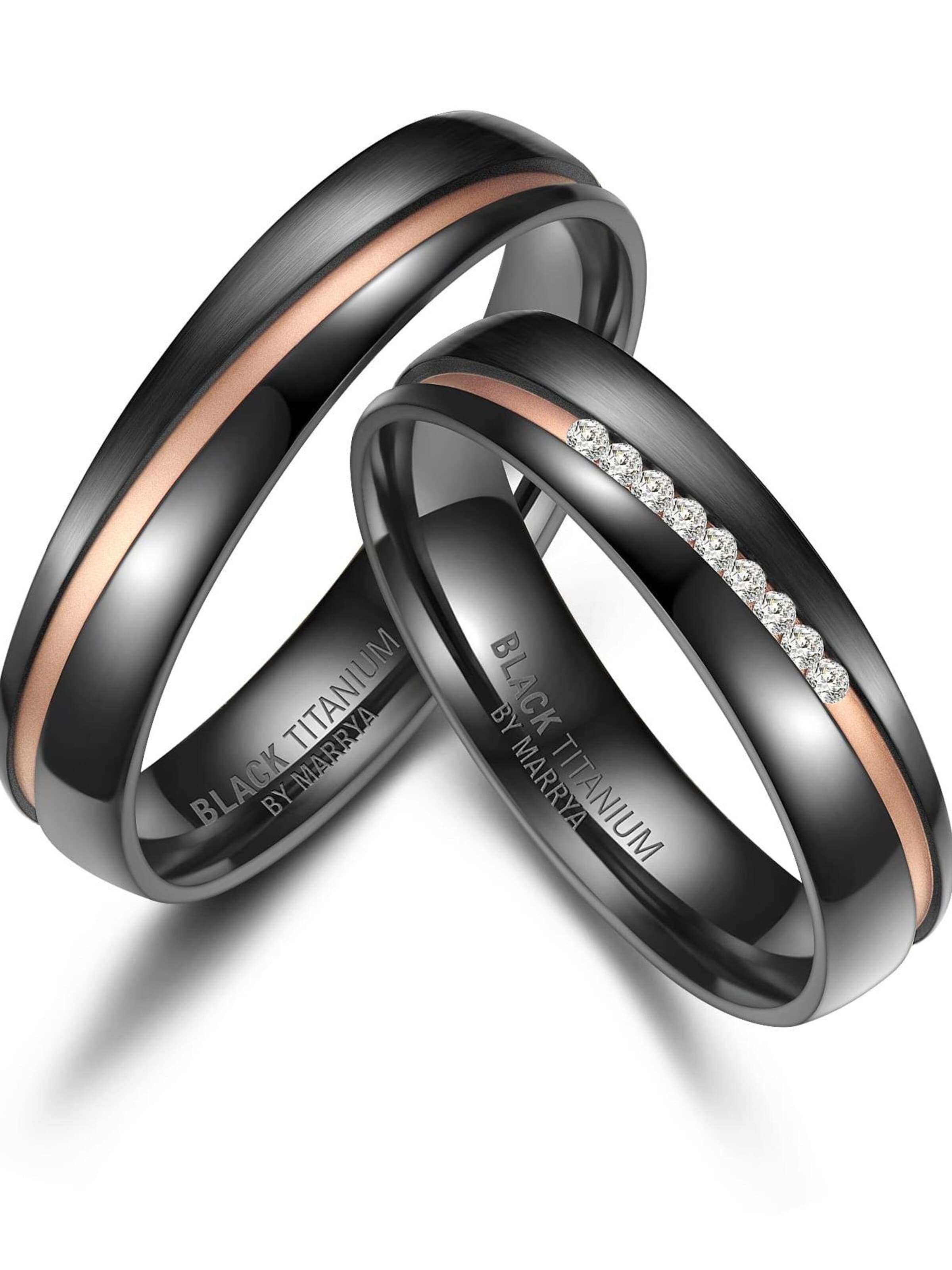 MARRYA Ring 'MARRYA Ehering BT-05 aus Black Titanium – Schwarz Rosé' in Black: front