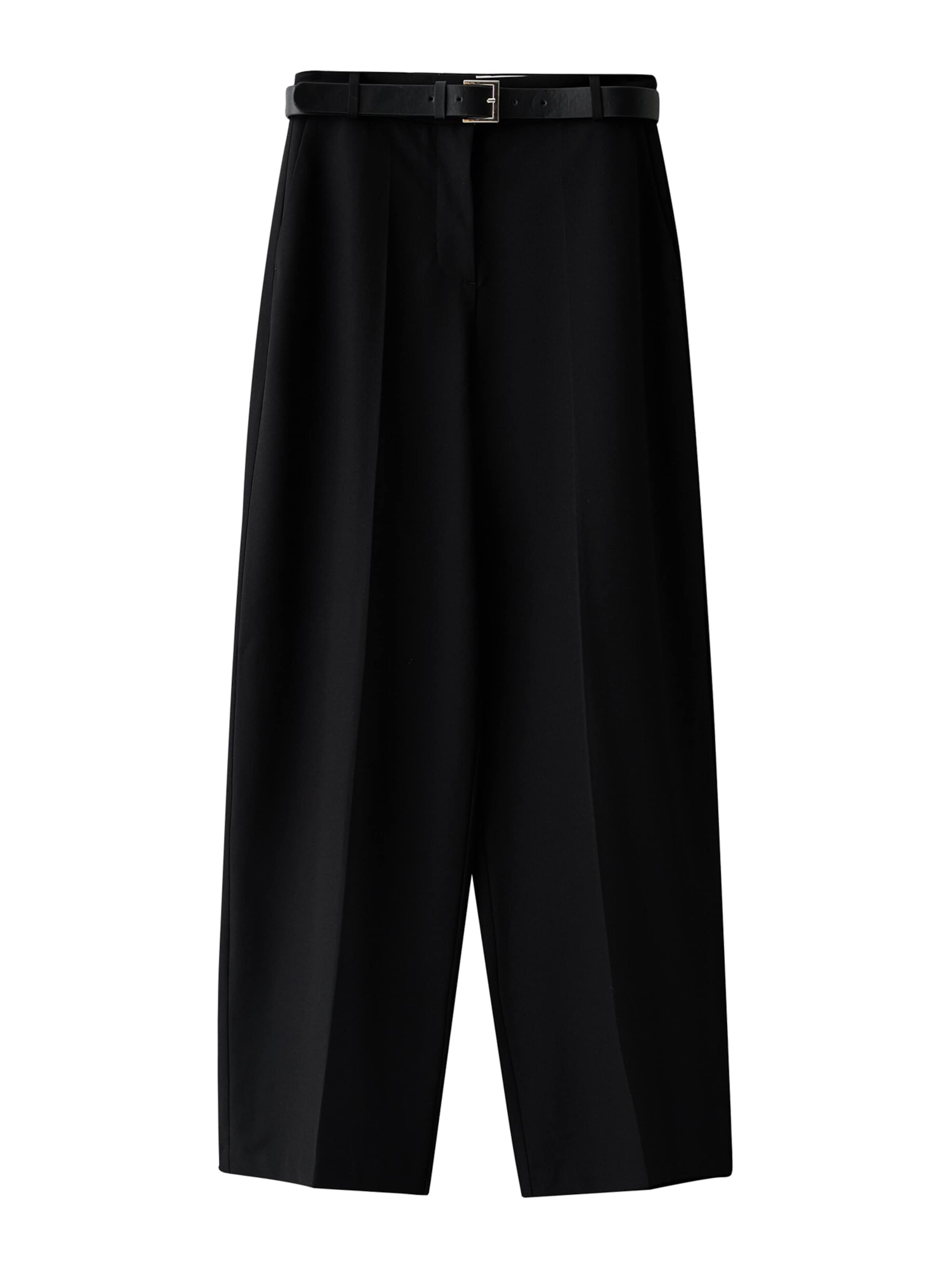 Bershka Wide leg Trousers with creases in Black: front
