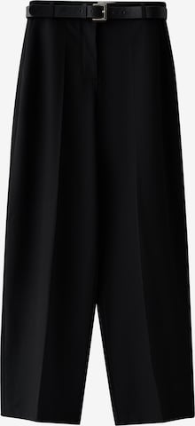 Bershka Wide Leg Bukser med fals i sort: forside