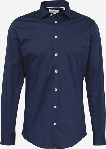 Coupe slim Chemise business s.Oliver BLACK LABEL en bleu : devant