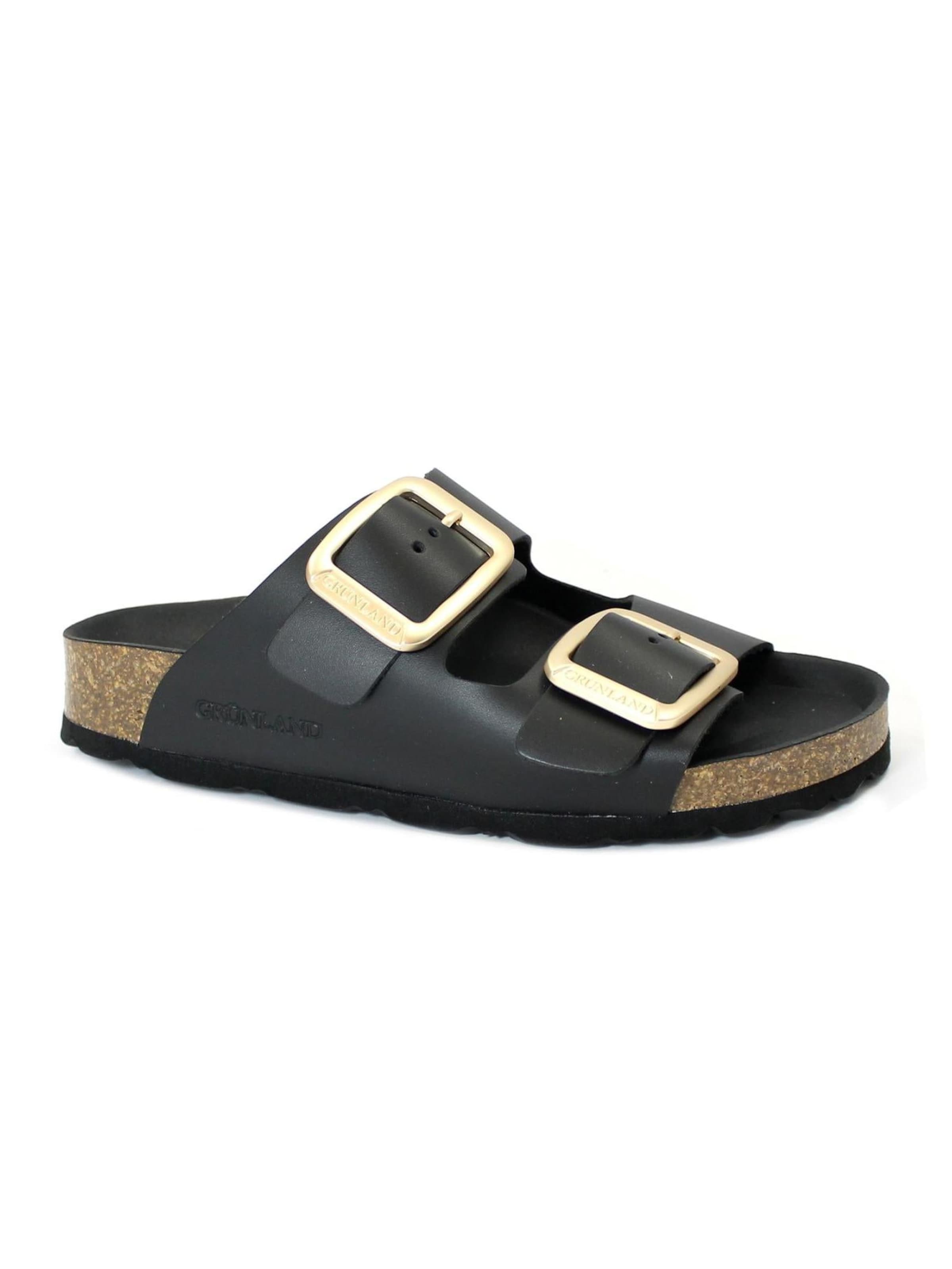 Grunland Muiltjes 'GRUNLAND ENNY CB3272 nero ciabatte donna anatomiche re-soft pelle fibbie birk' in Zwart: voorkant