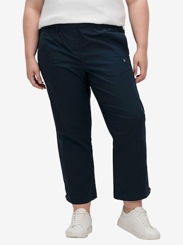 SHEEGO Regular Pleat-Front Pants in Blue: front