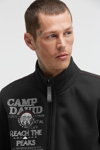 CAMP DAVID Sweatjacke mit Logo Prints, Stickereien und Patches in Schwarz