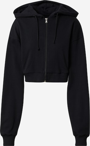 ABOUT YOU x Sharlota Zip-Up Hoodie 'Inaya' in Black: front