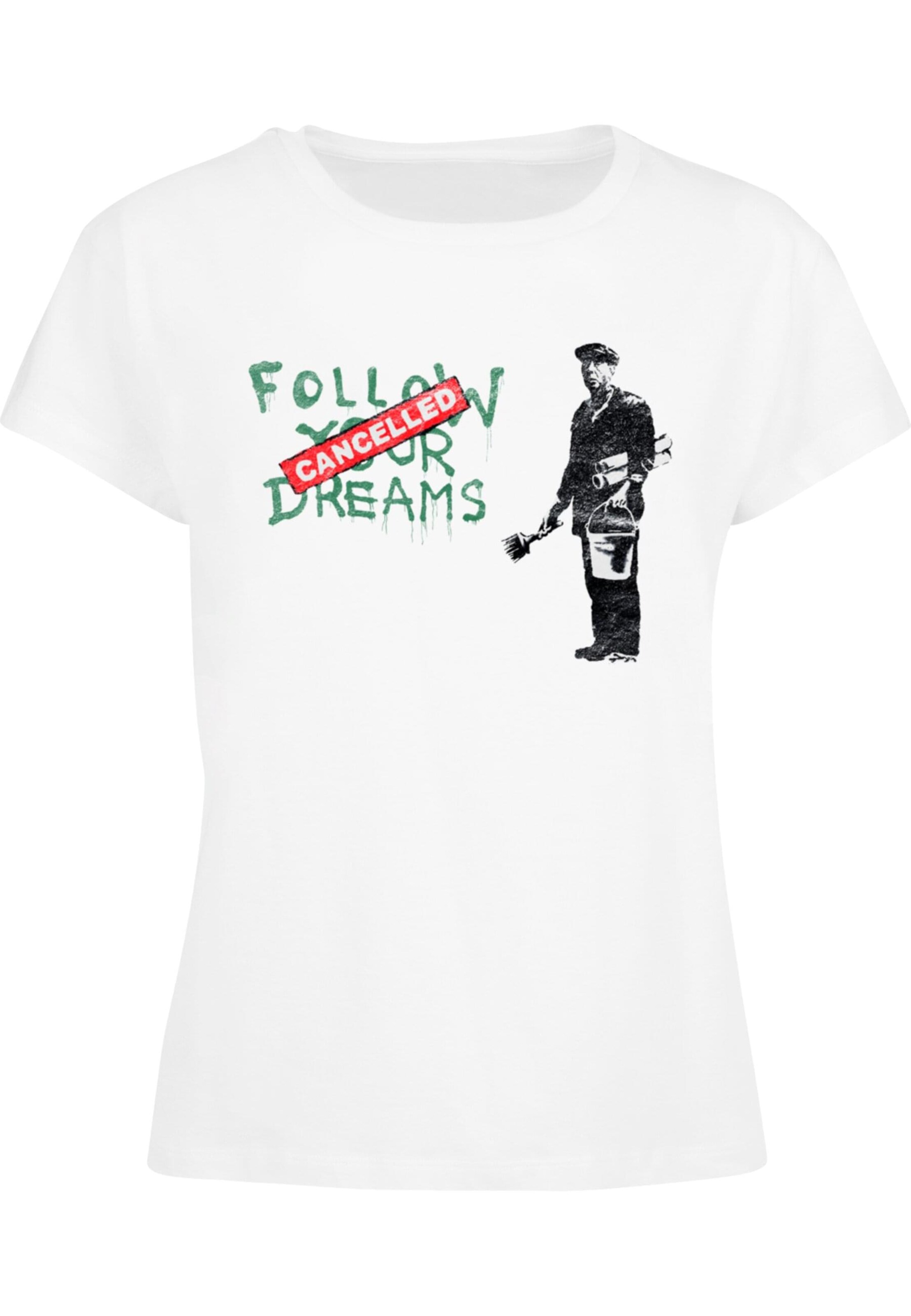 Merchcode T-Shirt 'Brandalised - Follow Your Dreams' in Weiß: Vorderseite