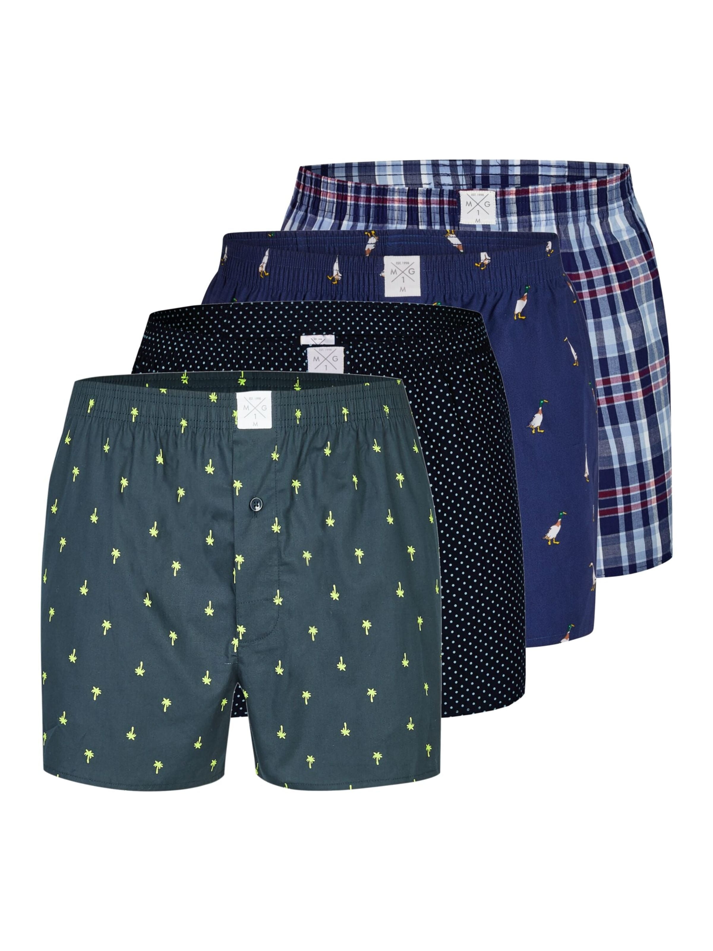 MG-1 Boxershorts 'MG-1 Men's Woven Boxer Shorts, Pack of 4 – 100% cotton, assorted colours, breathable & comfortable' in Gemengde kleuren: voorkant
