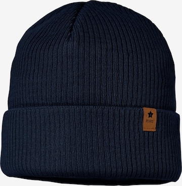 MAXIMO Beanie 'GOTS MINI-Mütze, Rippe Umschlagrand, Baumwollfleecefutter' in Blue: front