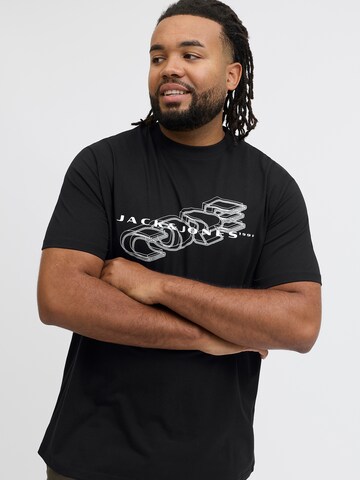 Jack & Jones Plus T-shirt 'JCOFUSION' i svart