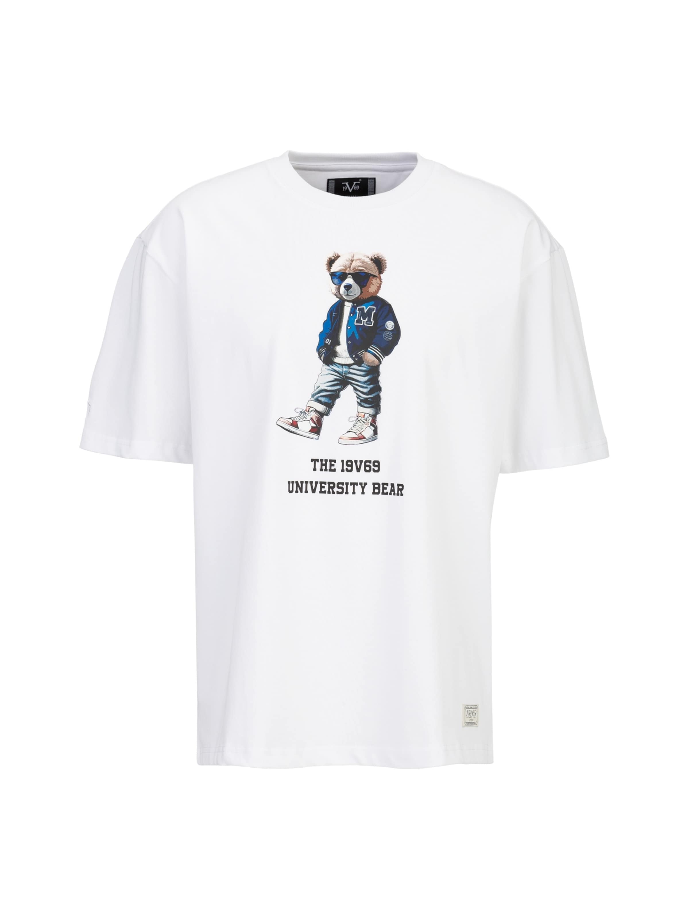 19V69 ITALIA - Camisa 'Tamaro Bear' em branco: frente