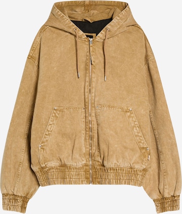 BershkaPrijelazna jakna - smeđa boja: prednji dio