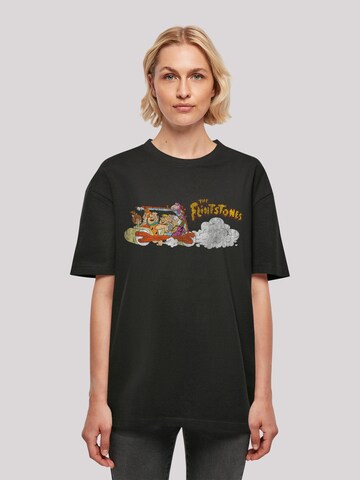 F4NT4STIC Oversized shirt 'The Flintstones Family Car Distressed' in Zwart: voorkant