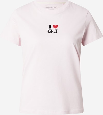 Marškinėliai 'I LOVE GJ' iš GUESS JEANS, spalva – pastelinė violetinė / vyšninė spalva / juoda, Prekių apžvalga