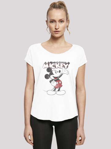 F4NT4STIC Shirt 'Micky Maus Presents' in Wit: voorkant
