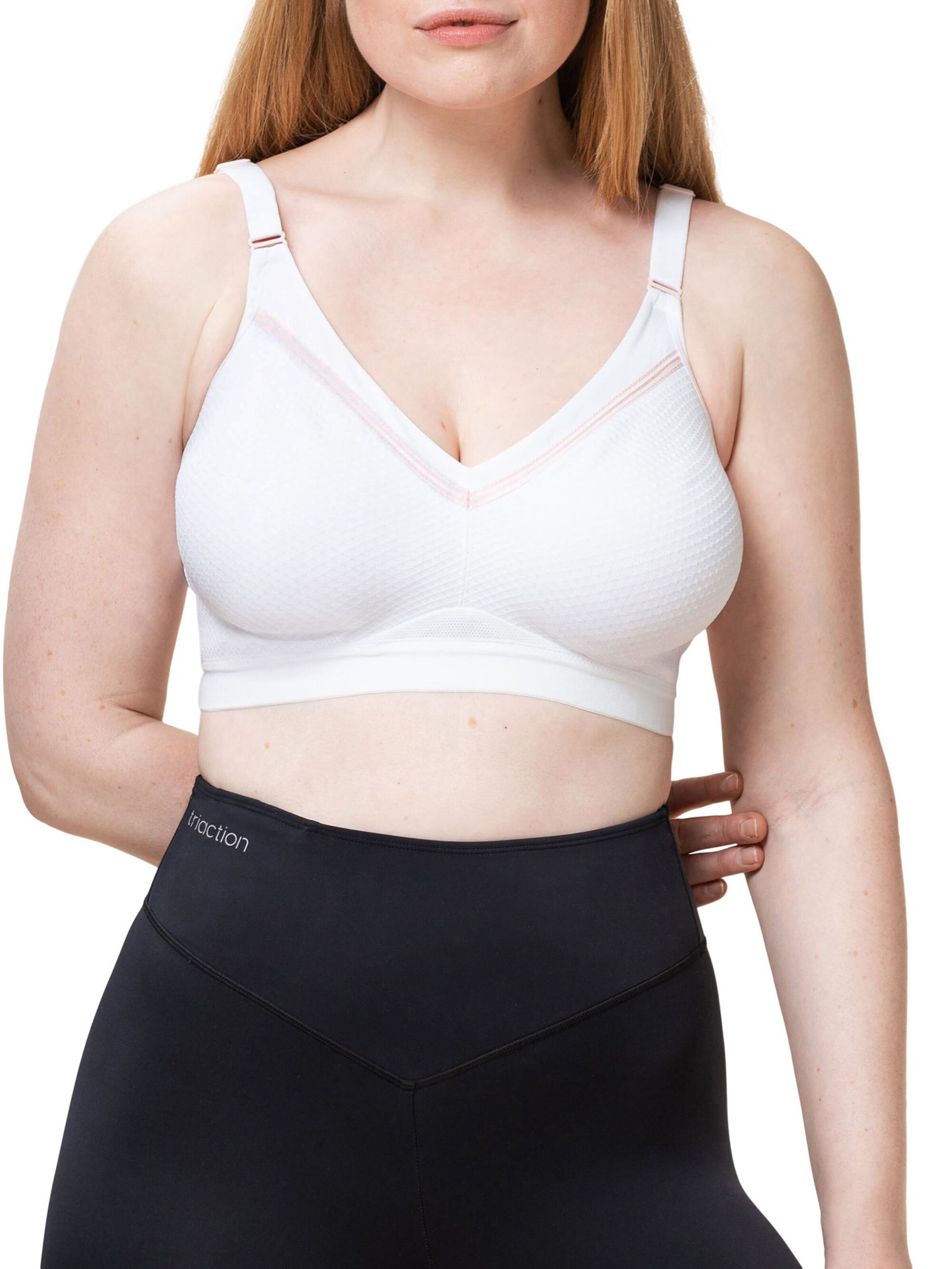 TRIUMPH - Extra Suporte Soutien de desporto ' Triaction Free Motion ' em branco: frente